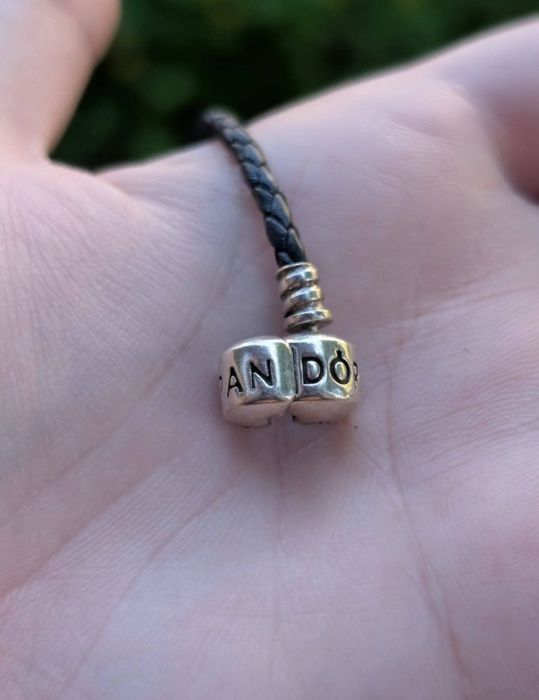 Bratara dubla Pandora originala, doua charmuri de argint 925 ALE, inima si inger