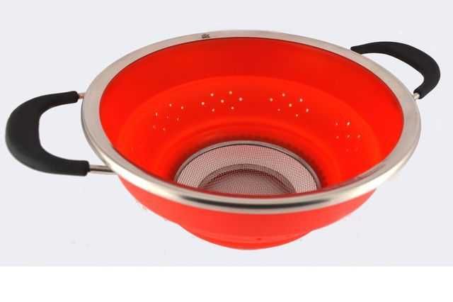 STAHLBERG Дуршлаг складной 25 см красный (силикон, нерж сталь)