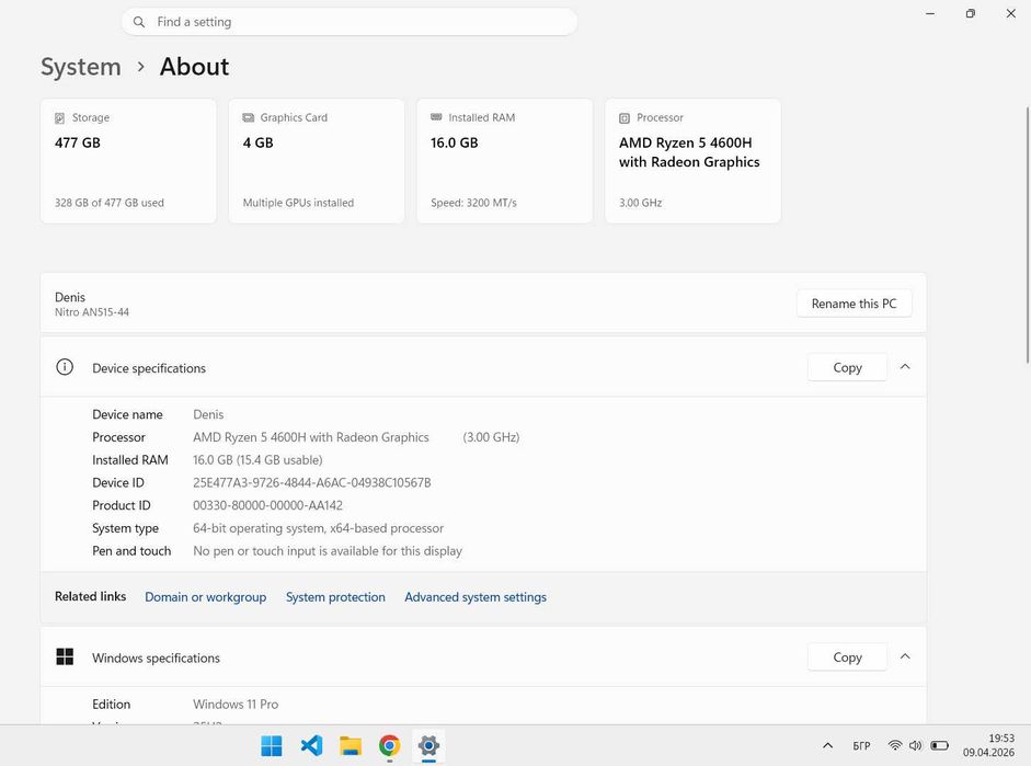 Acer Nitro 5 144Hz / Ryzen 5 4600H / 16GB / 512GB NVMe / GTX 1650