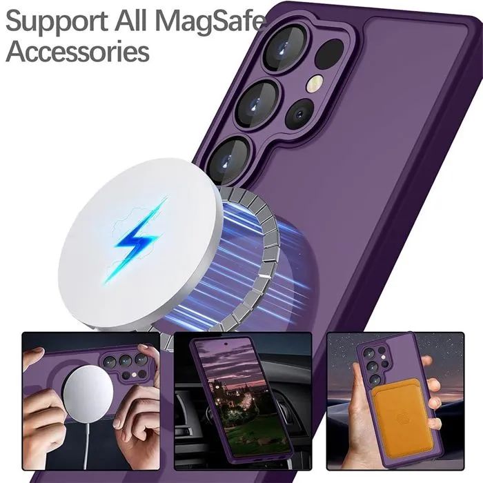 Матов magsafe кейс за samsung galaxy s26 ultra - лилав - със защита на