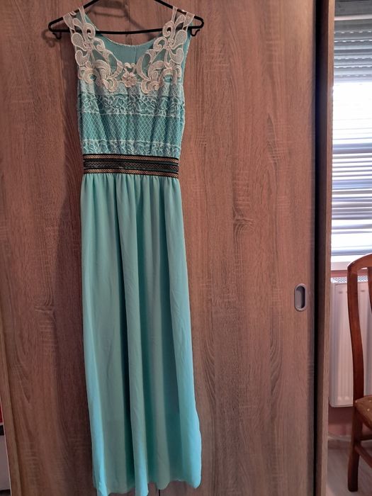 Рокля тюркоаз дълга