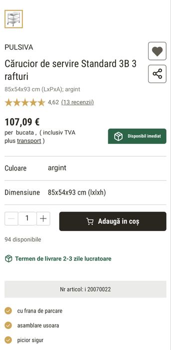 Carucior inox / carucior servire