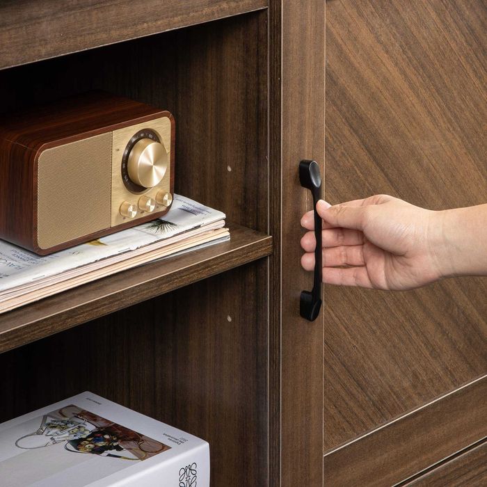 Zinus Bennett Comoda tv ,stil rustic, maro, soft-close,Lichidare stoc