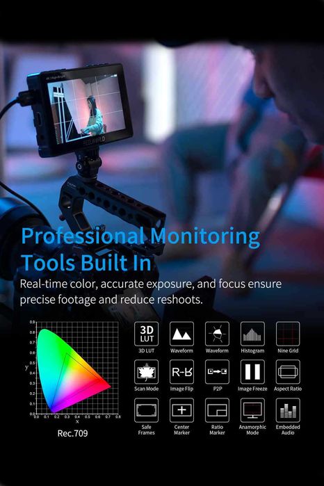 Camera Monitor FeelWorld F5 Pro X 4K Ecran Tactil 5.5" IPS + 2 Sisteme Prindere