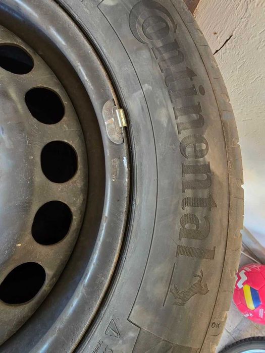 Set 4 Roți Complete 215/60 R16 cu Jante Tablă VW 5x112, anvelope Continental EcoContact 6 DOT 2022, Stare Ca Noi