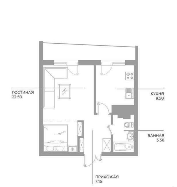 Квартира ЖК Infinity 2/10/14 47 м2