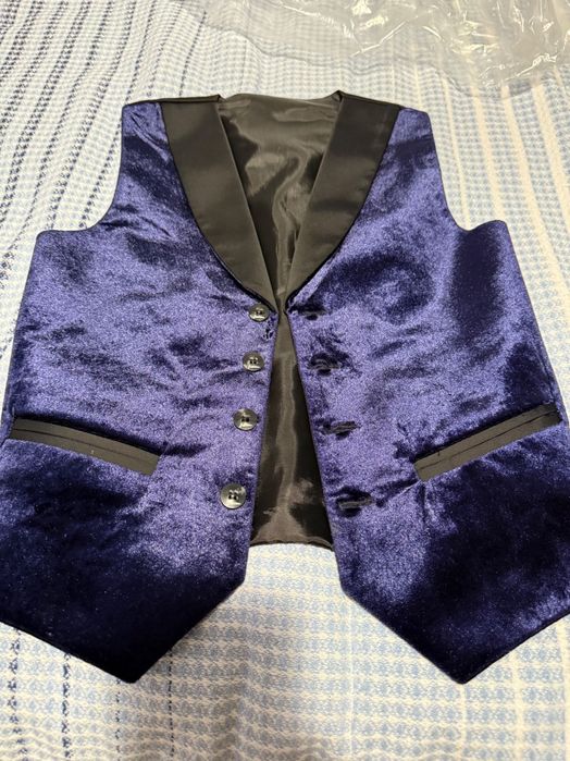 Vesta baieti catifea albastra