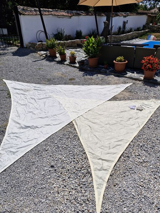 Тенти,триъгълни с обтегачи и въжета