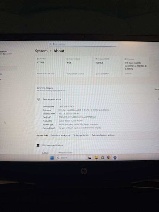 hp pavilion 15 i7 11300h 16 gbram rtx 3050ti 512ssd