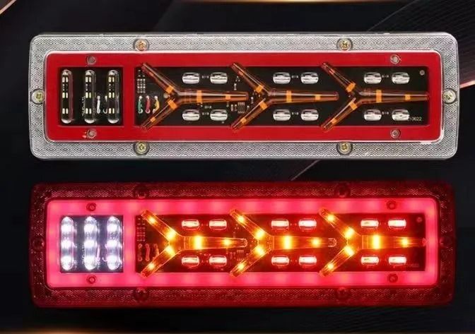 Set 2x Lampă Stop LED 12V – Carcasă Metalică – 5 Funcții