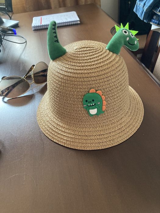 Palarie vara baieti, paie, accesorizata, haioasa, Model Dino