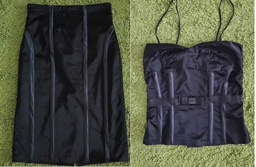 Top + fusta  midi din satin
