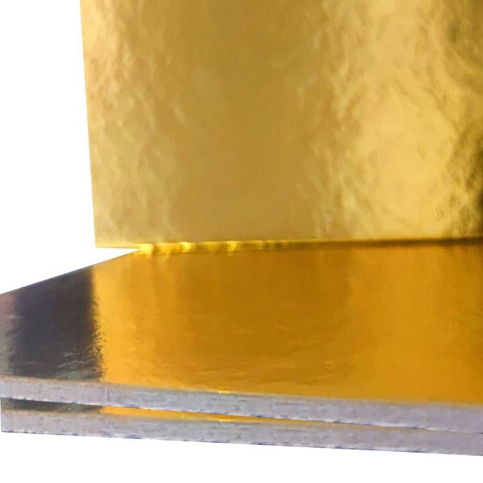 5 Броя Квадратна Подложка от мукава, Двулицева, Златист/Черен 3 мм