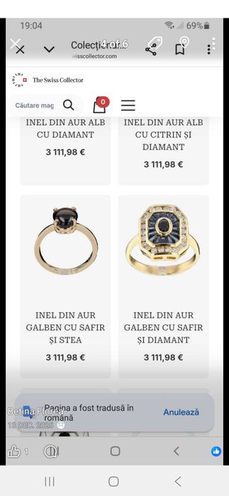 Inel aur 18k cu diamant si safire