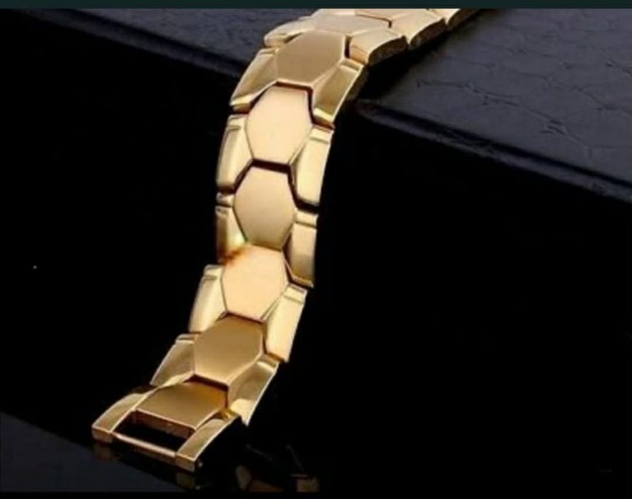 Невероятна масивна златиста магнитна гривна Меркатор с германий 25.56