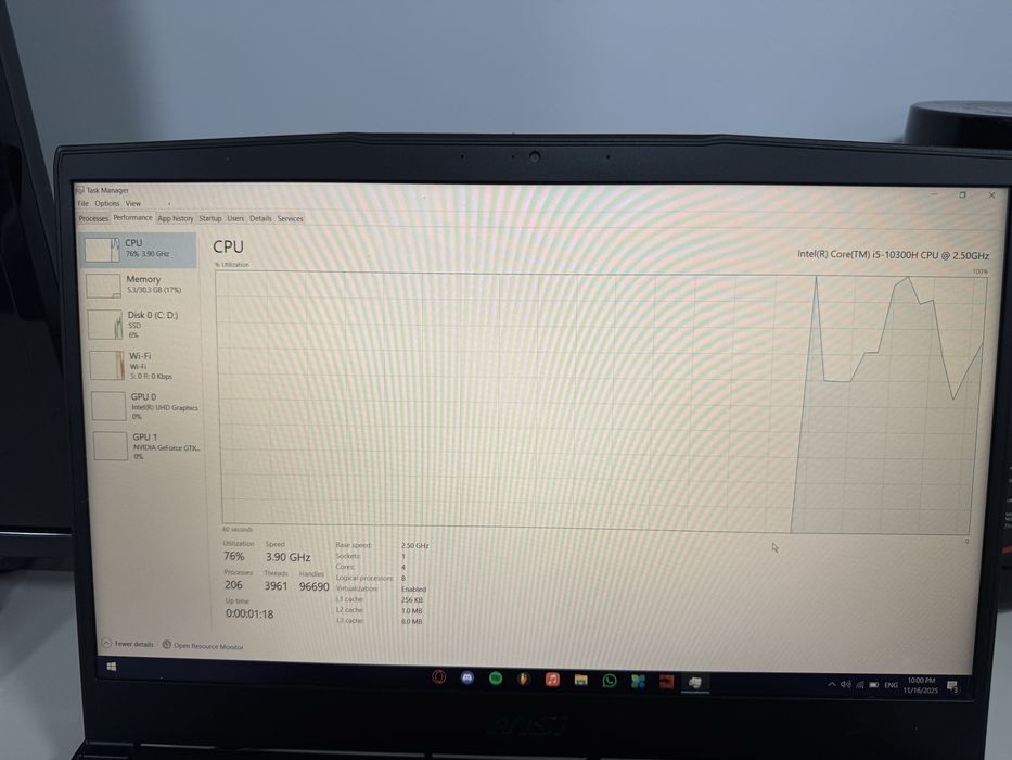 Laptop de gaming MSI Gf63 thin 10 scxr