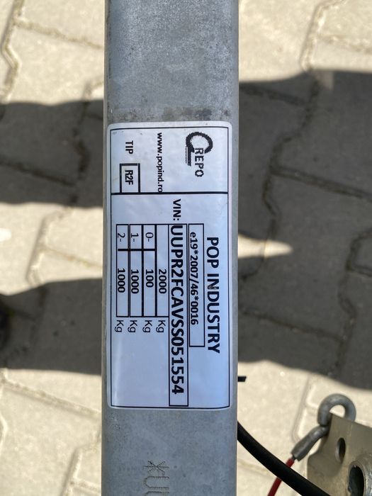 Remorca 2 axe 2000 kg noua