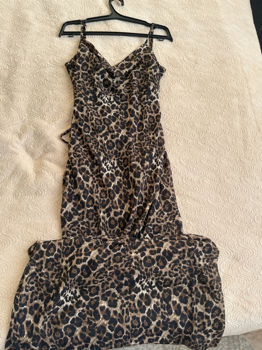 леопард платье на лямках