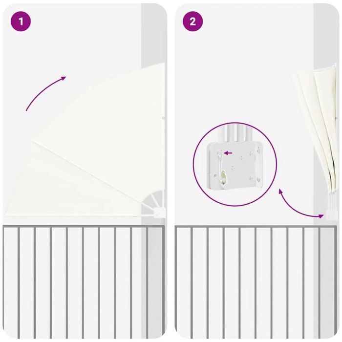 Сгъваема странична тента за балкон, кремава, 140x140 см