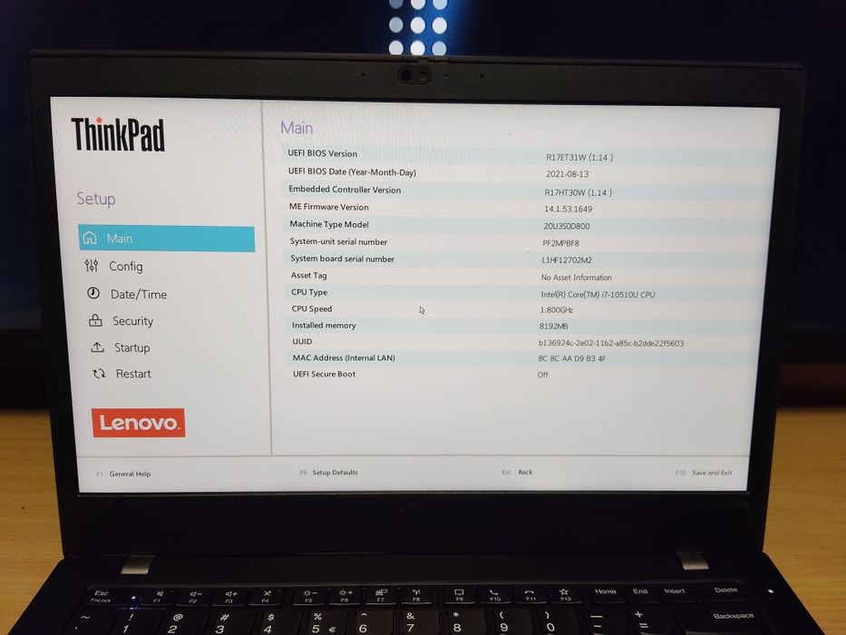 Lenovo Thinkpad L14 i7 gen 10,8gb ram ,ssd256gb baterie ok