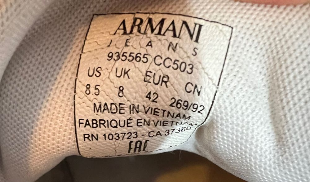 Оригинални кожени мъжки обувки Armani Jeans, черни, номер 42