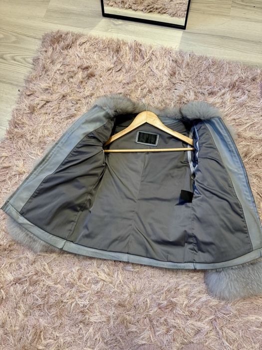 Haina de naturala 3 in 1 de vulpe gri argintie marimea S