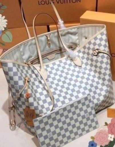 Geanta LV Neverfull/portofel simplu atasat, saculet, etichetă