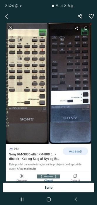 Telecomanda Sony RM S 806 - Sony RM S 808 - Sony RM 177D