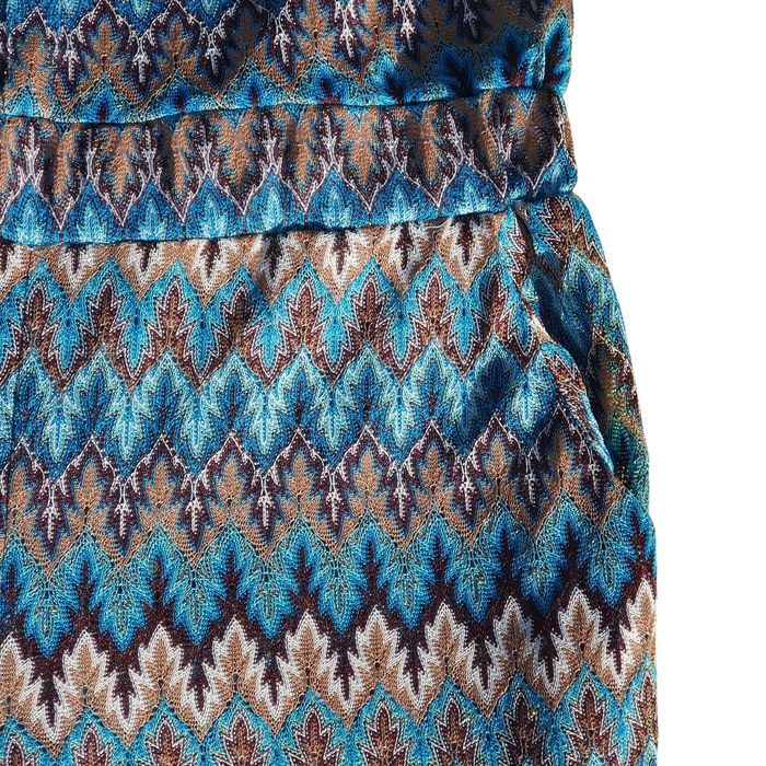 Salopeta M/L fara bretele, albastru si auriu, dama