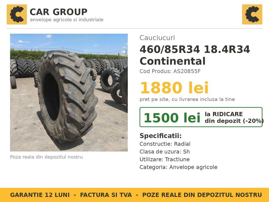 Cauciucuri 460/85R34 18.4R34 Continental Anvelope Tractor SH TVA
