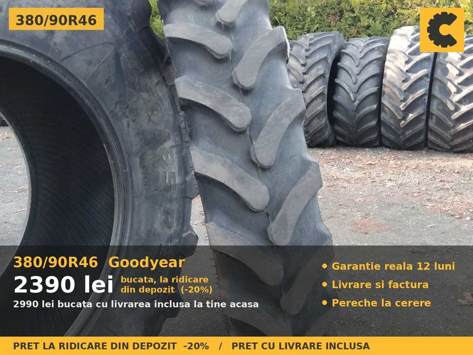Cauciucuri Anvelope 380/90R46 380/90 R46 14.9R46 14.9-46 3809046 Goodyear Prasitoare Tractor Roti Inguste SH Second Hand IEFTIN Oferta Pret Bun Ocazie