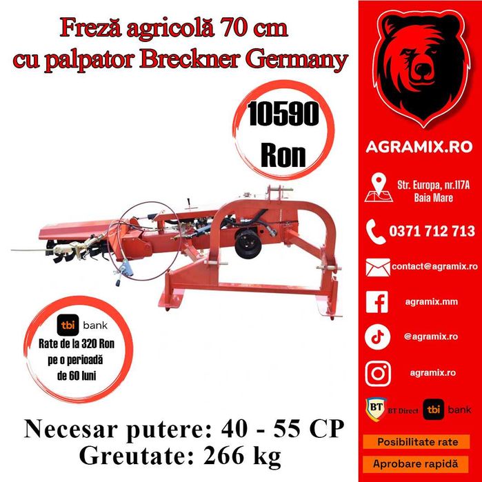 Freza agricola cu palpator cu cardan agramix garantie