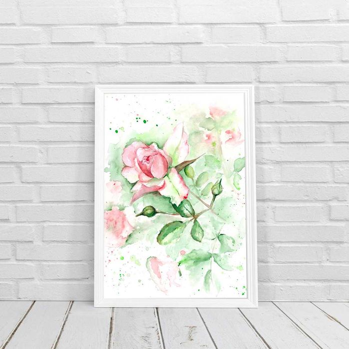 Авторска акварелна картина" Розов цвят". Размер 21/30см.