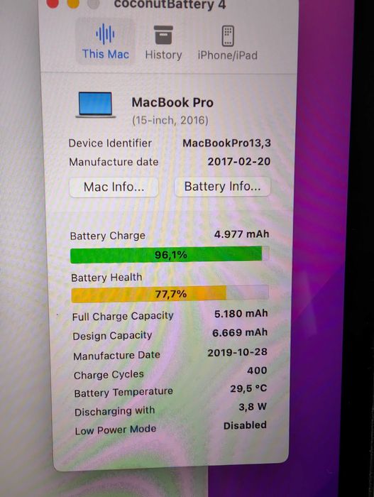 MacBook Pro 15” 2016 (A1707) / 16GB RAM / 512GB SSD