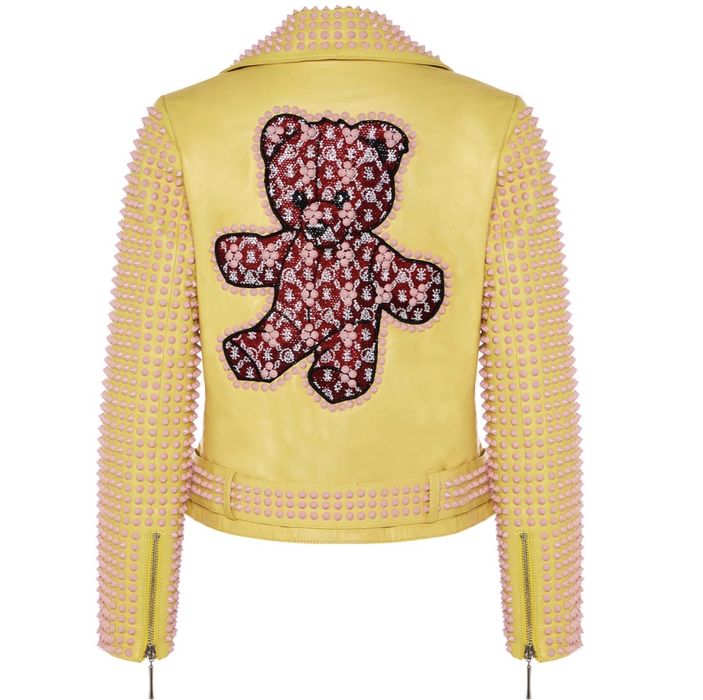 Jacheta piele cu tinte roz