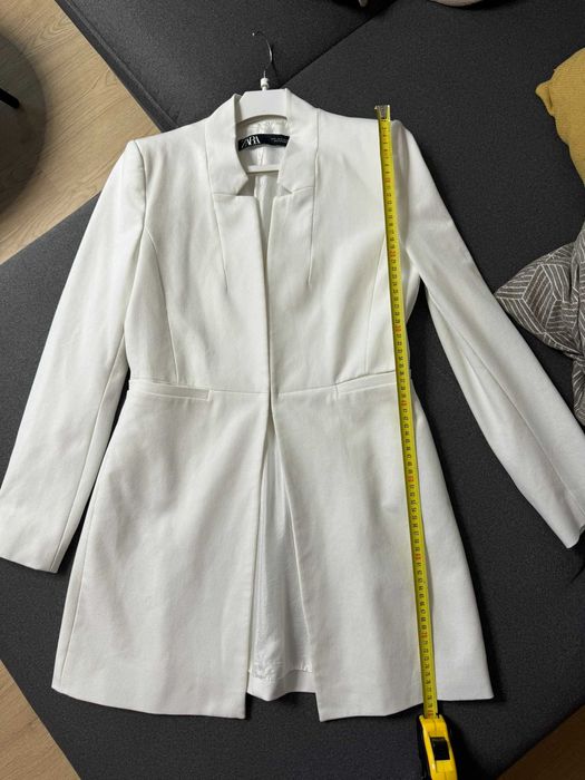 Sacou lung Zara M - femei - alb ivory NOU