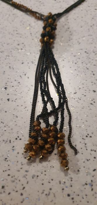 Colier sirag lung negru si aramiu elegant