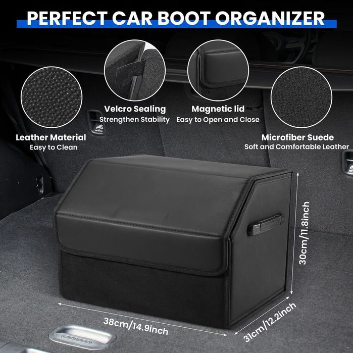 Organizator Portbagaj Auto Pliabil cu Capac – Cutie Depozitare 38x31x30 cm