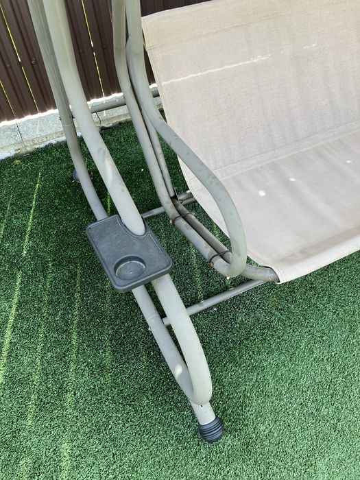 Balansoar gradina 3 locuri maro deschis 200x120x164 cm functie pat max 340 kg Tripoli