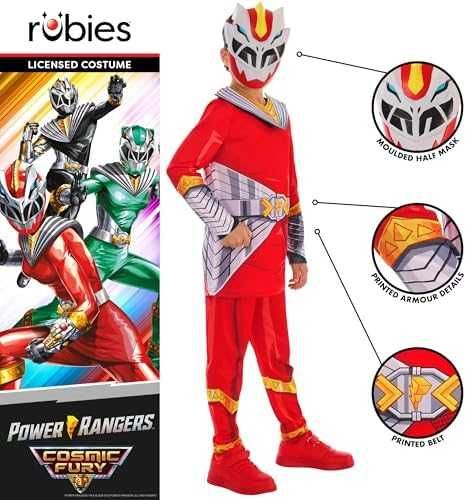 Нов Лицензиран Официален детски костюм Червен Рейнджър Power Rangers