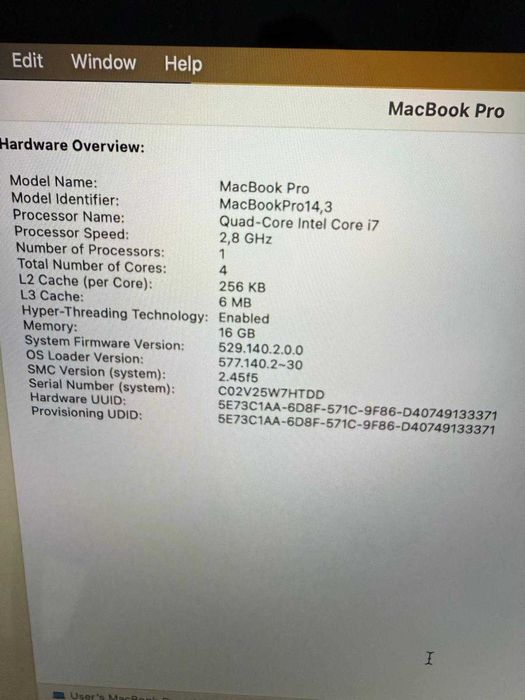 Apple MacBook Pro A1707 15,4'' 16GB RAM 512GB SSD TouchBAR