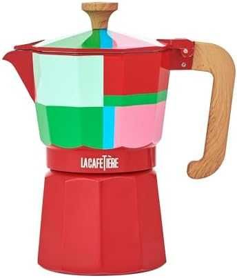 Нова Кафеварка за еспресо 6 чаши 290 мл moka pot алуминий за котлон с дървена дръжка