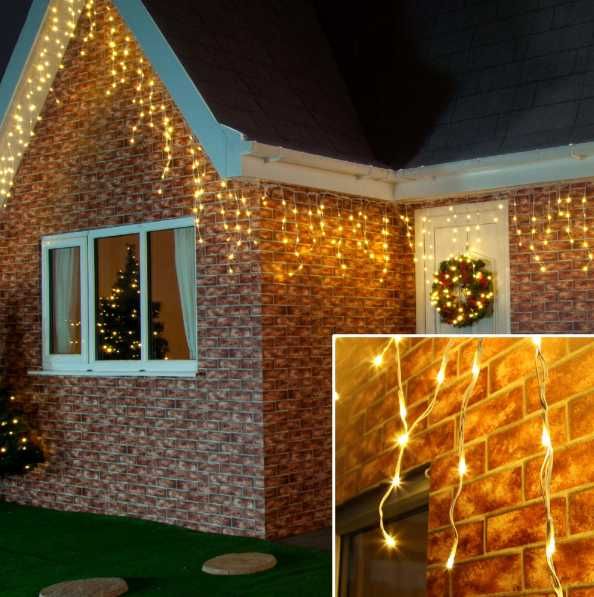 30м Топли висящи Коледни Лампички 2 Модела Мигащи и постоянно светещи