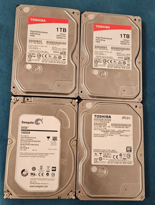 Hard-uri 1TB defecte  3x Toshiba si 1X Seagate