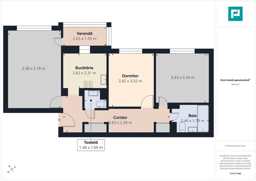 Apartament 3 camere, 64 mp, Str. Aluminei, Oradea