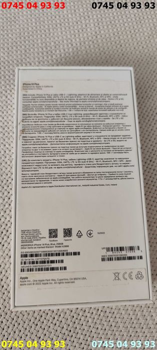 cutie telefon iphone 14 plus Blue 256gb se vinde ca in imagini