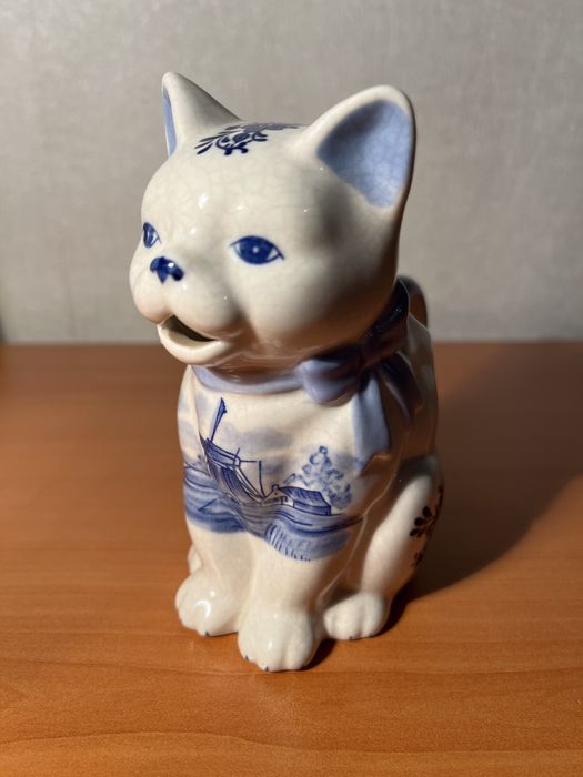 Керамична кана за сметана (котка) Delft Blue & White Floral