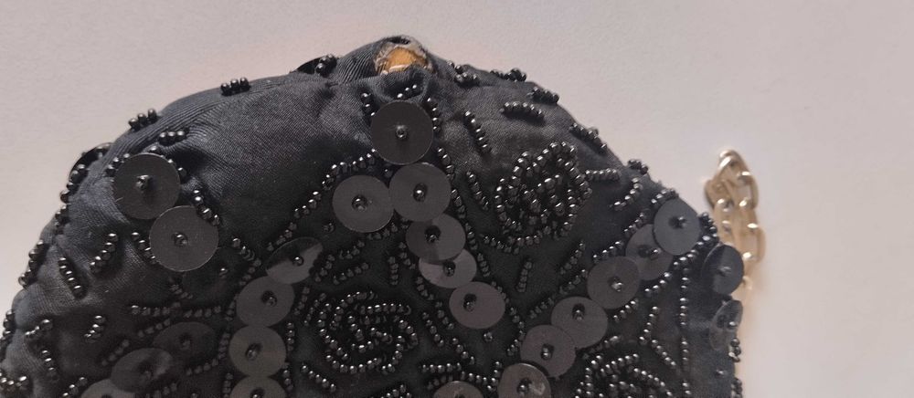 Black beaded and sequin evening bag