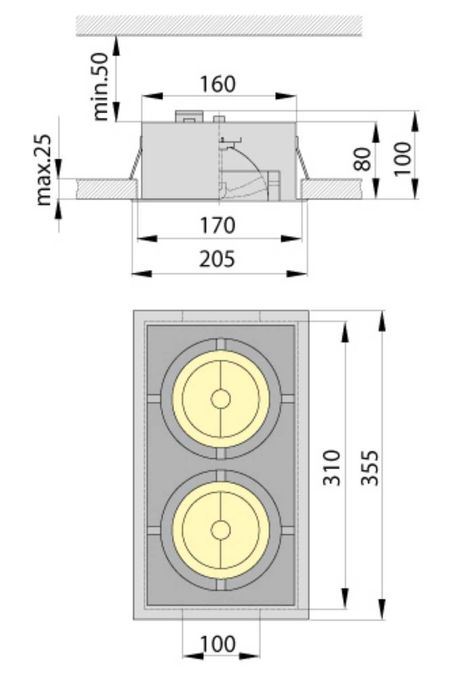 Spot led incastrat 2 module (16 buc.)