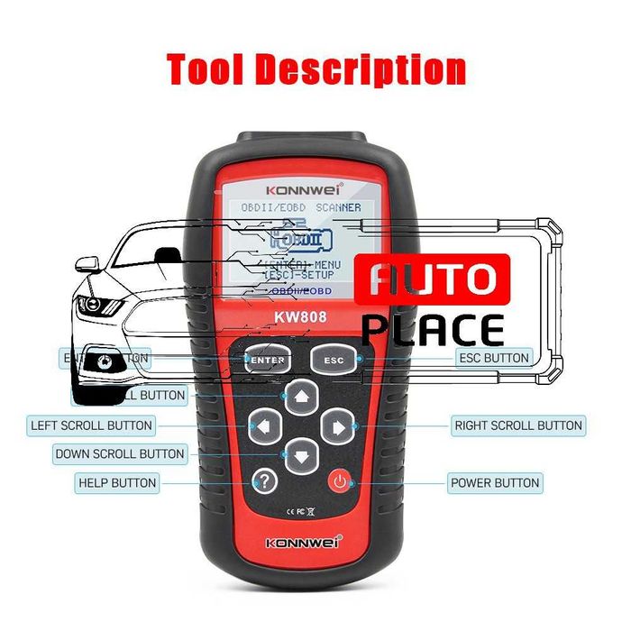 Konnwei KW808 OBD2 Diagnostic Универсална Автодиагностика